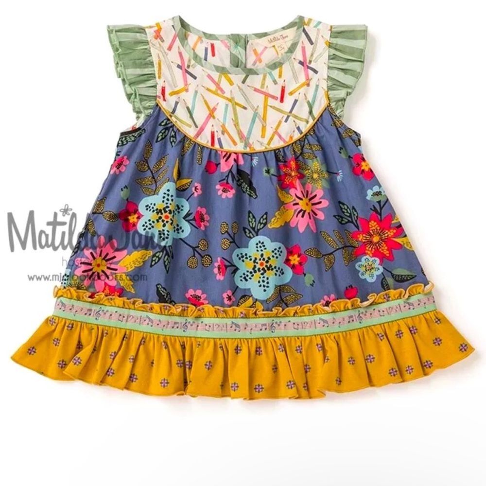 MATILDA JANE Flying Colors Pencil tunic sz 4 back to school patterned ruffles